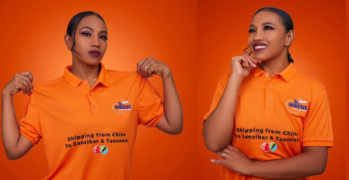 Mwene Air Cargo team member in branded uniform